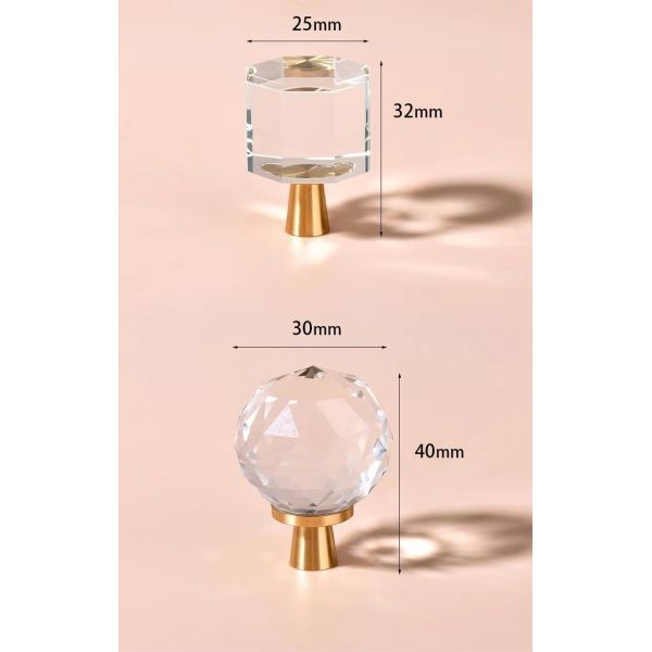 Modern Luxury French Crystal Single-Hole Brass Door Handle Pull for Dresser for Bedroom Use