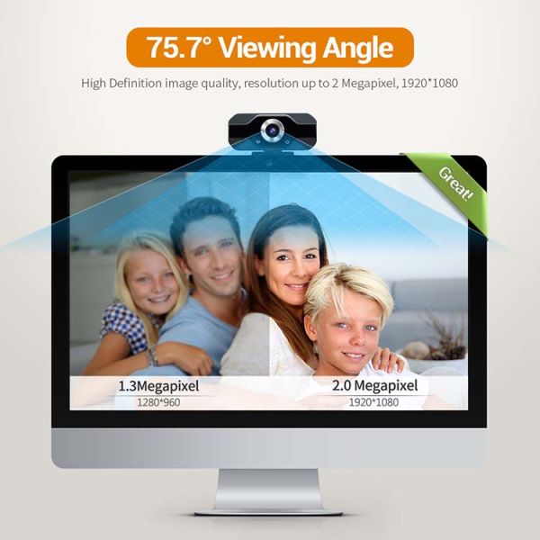 Веб-камера 2MP 1080p 30fps, веб-камера COMS полная Hd с микрофоном