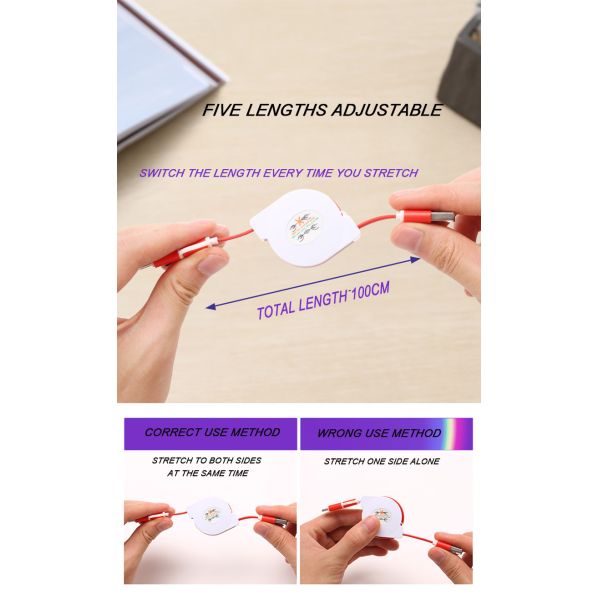 Extendable кабель Chargeing данным по USB 2,0 1.1m на Iphone 13 Xiaomi 11