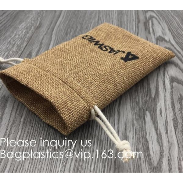 Candy Gift Pouch Bags with String Birthday Wedding Party Gift Jewlery Pouches Party Favor Jute Gift Bags Brown with Whit