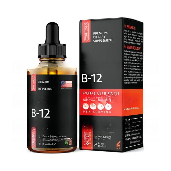 OEM Vitamin B12 Drops Vitamin B12 Sublingual Liquid Vegan B12 Vitamin 5000 MC B12 Liquid Supplement