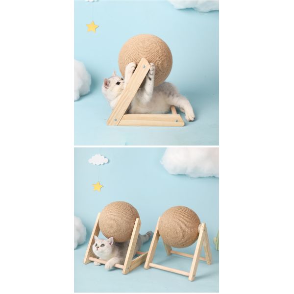 Gato Juguete de pelota de rascado Entrenamiento adecuado Sisal tabla de cuerda triturador de pies mascota con abastecimiento