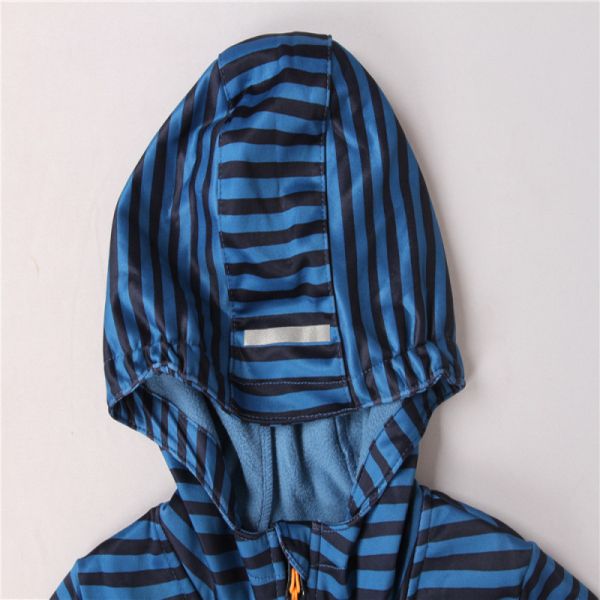 Stockpapa blue Striped Children's Winter Clothes Softshell Hooded Jacket