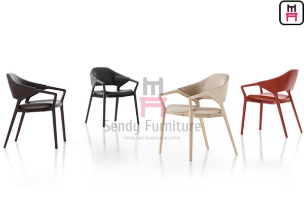 H81cm Ash Wood Restaurant Chairs Artisanal Fabrication With Armrests