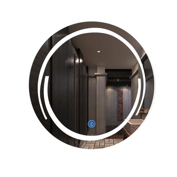 Wall Mounted Round LED Bathroom Mirror Custom Aluminum Frame With LED Light