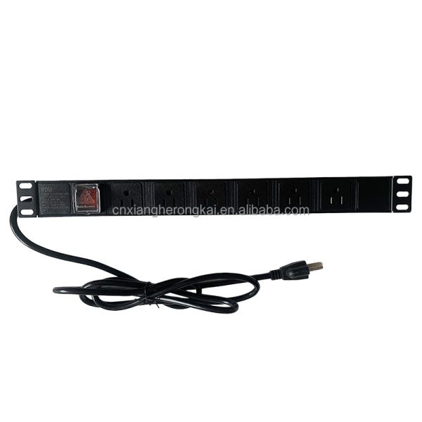Black 8 Ways 20A Double-Break Switch American Standard Power Socket PDU for Server Room