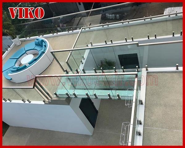 Glass Spigot For Glass Railing VH113SB 304 stainless steel Cap Handrail Glass Spigot Tempered glass UChannel RailingClea