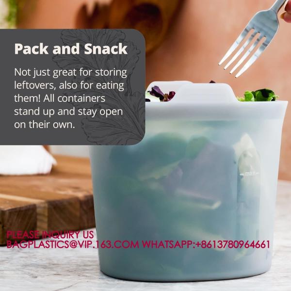 Microwave Dishwasher Safe, Leak-free, Bundle Pack Bowls, Reusable Silicone Clear Bowls