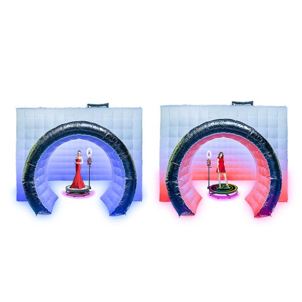 White Inflatable Photo Booth With Camera Customized Internal RGB Light