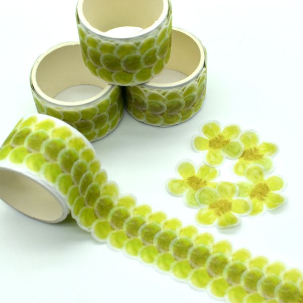 Теплостойкие зеленые стикеры ленты цветков 42g Washi
