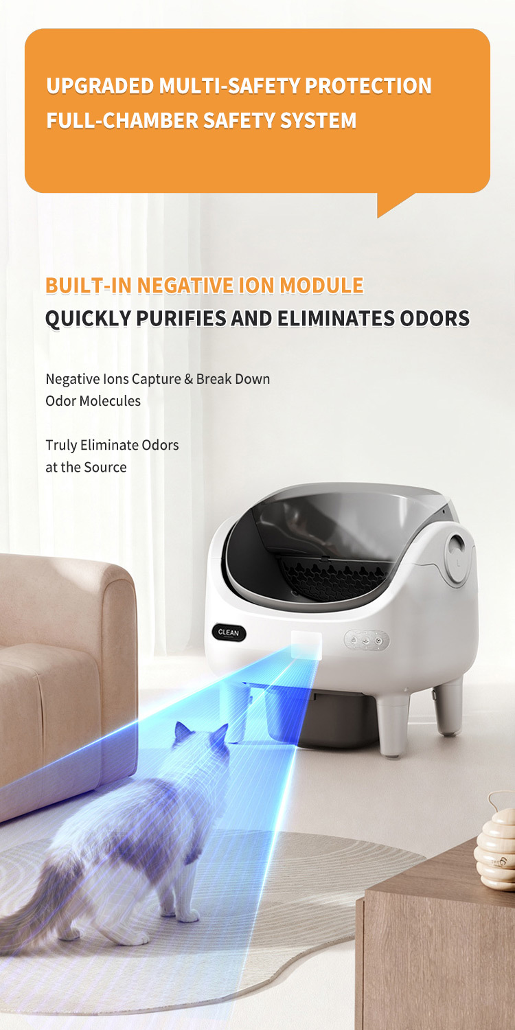 Large Capacity Strong Odor Control Smart Automatic Cat Litter Box for Multiple Cats