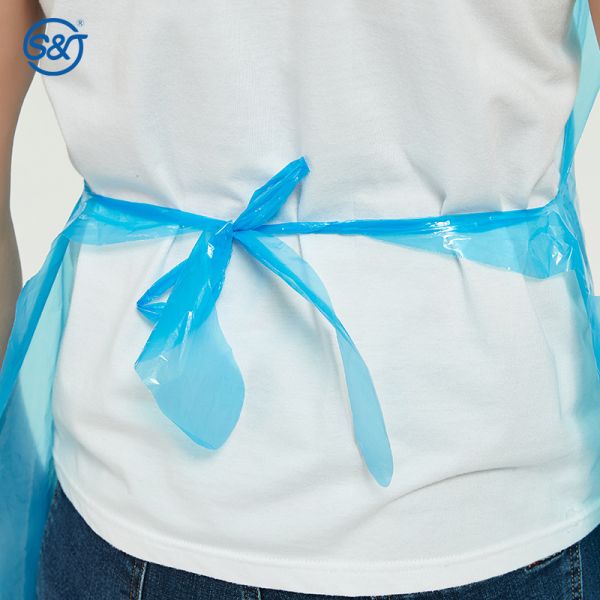 S&J Biodegradable Disposable Waterproof Poly Aprons 1 Mil. Unisex Covers PE Disposable Plastic CPE Aprons Oil-proof Protection