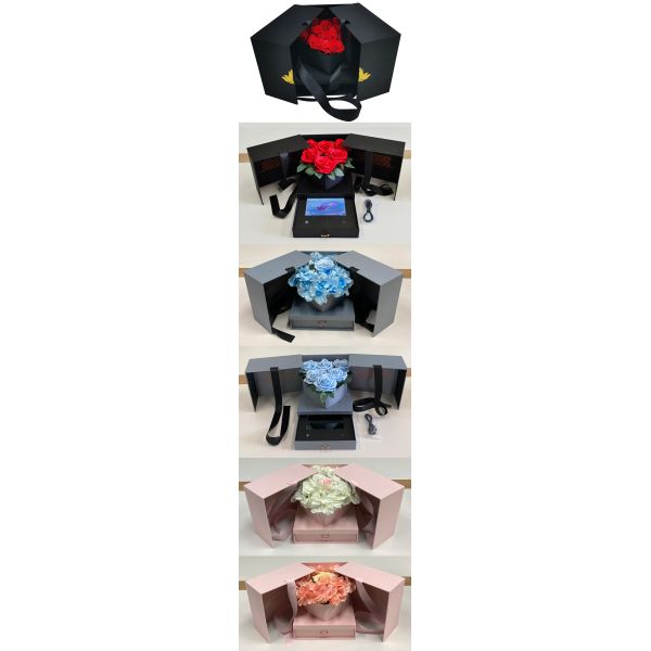 BIRTHDAY SET LUXE HEART SHAPE INVIT ROSE FLOWER JEWELRI WHOLESALE BROCHURE SCREEN LCD VIDEO GIFT BOX