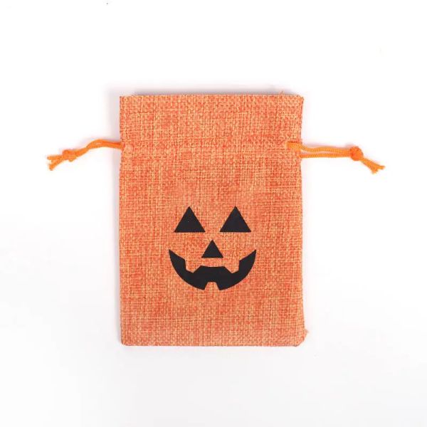 Shopping Pumpkin Gift Bag 9*12cm Orange Festival Halloween Drawstring Burlap Material