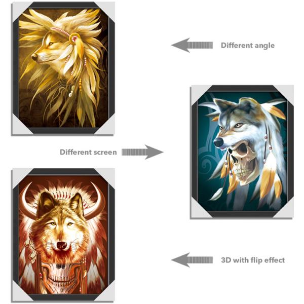 Pet / Pvc / PP Wolf Animal Photos Lenticular 3d Posters For Store Eco - Friendly