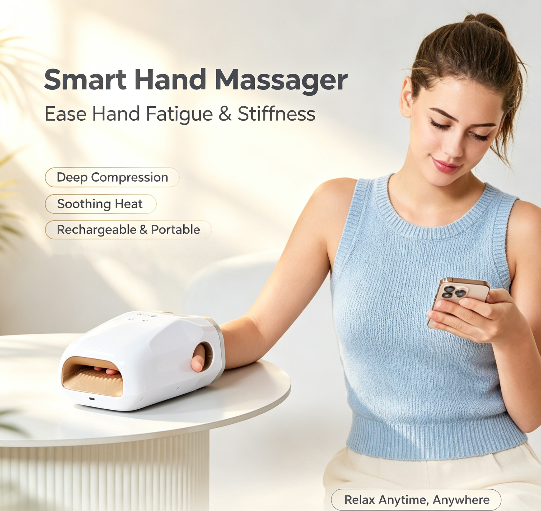 Wireless Hand Massager with Heat and Air Compression Therapy