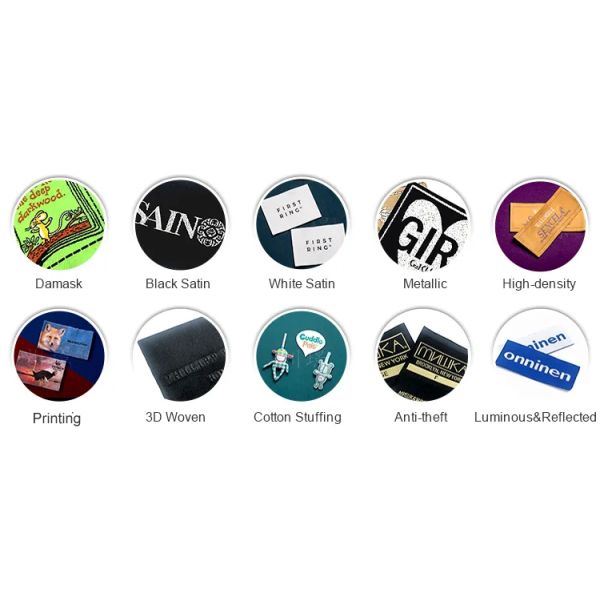 Изготовленная на заказ сплетенная ткань ярлыков одежды обозначает сплетенные бирки для фабрики одежды детей