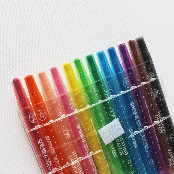 Cheap Price Cartoon Printing 12pcs Twist Crayons for Kids