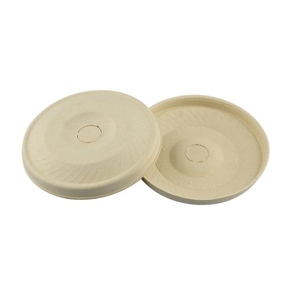 90mm Cold hot Flat Disposable Biodegradable Sugarcane Bagasse Cup Lids white or natural
