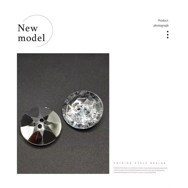 Modern Design Transparent High-End Crystal Glass Buttons Round Two Eyes Acrylic Sofa Decoration for Living Room Hotels Schools