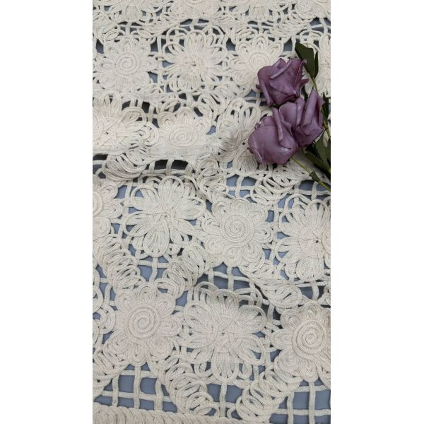 100% Polyester Lace Fabric Plaid Elegant for Party Gowns / Garment