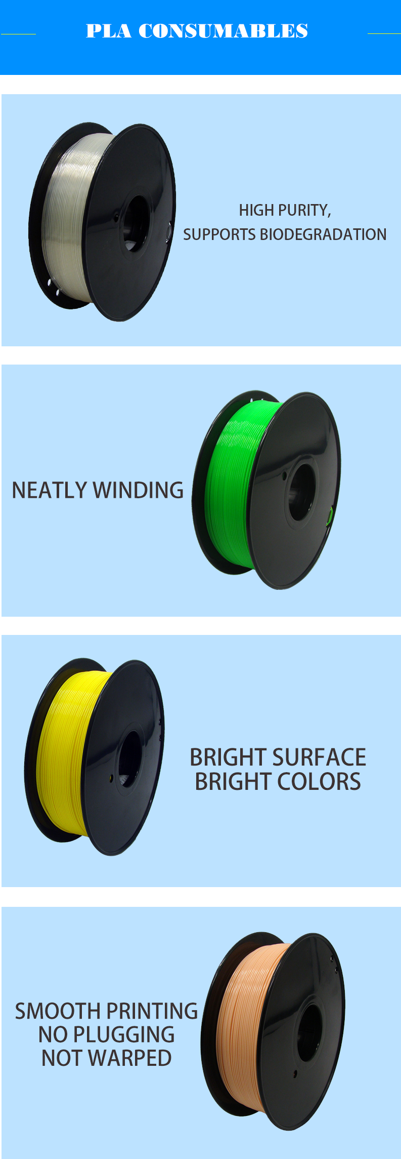 1.75mm 3d Printer Filament ABS PLA 3d Printer Filament Supplier 1KG 5KG for 3d Printing