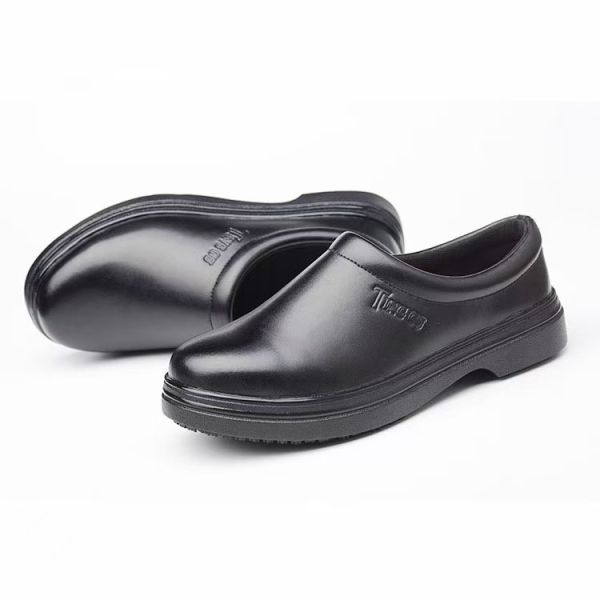 Chef Work Shoes Steel Toe Anti Smash Anti Puncture Casual Leather Shoes
