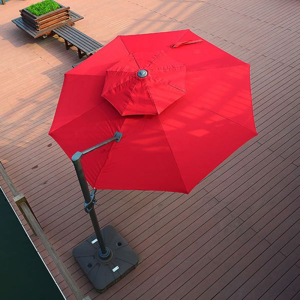 Modern Design Aluminum Pole Outdoor Sun LED Light Patio Roma Parasol for Garden Shade