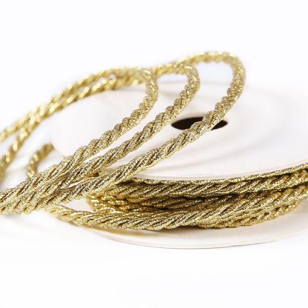 Золото-серебряная полиэстерная веревка с плетением 5 мм 3 нитей