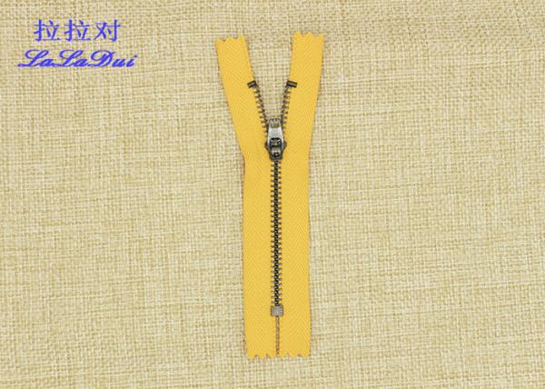 Black Nickel Teeth Close End Jeans Metal Zipper Polyester Tape For Uniform / Shoes / Bags