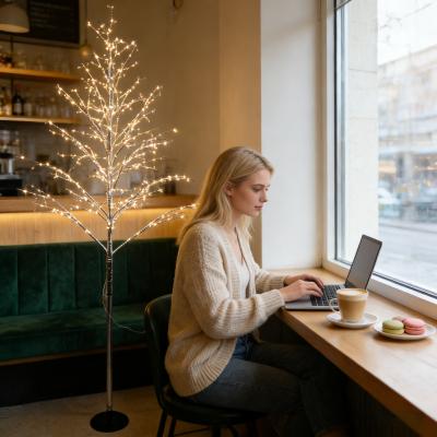 Full LED Christmas Tree with Collapsible Storage Warm White Lights and Metal