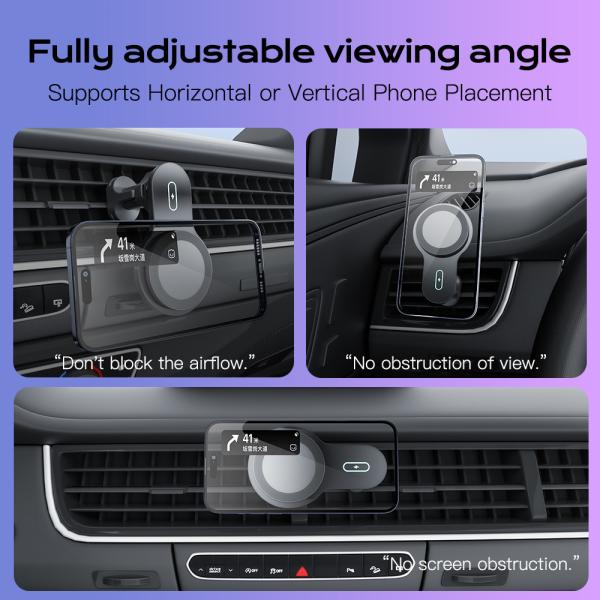 Car Phone Holder with Ultra-Thin Fan Cooling and Strong Magnetic Suction for Iphone 15 Pro Max Charger