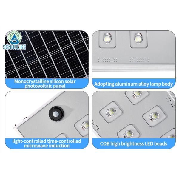 Heavy Duty Integrated Solar Street Light, Rustproof Aluminum Body, IP65 Weatherproof, 3-5 Rainy Days Runtime for Roads Parking Lots Projects