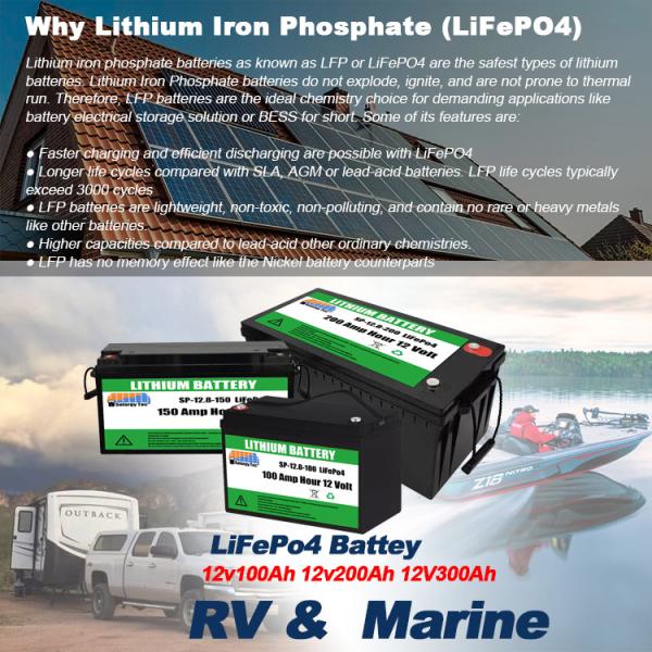 Deep Cycle 12V Lithium Battery 100Ah 200Ah 300Ah LiFePO4 Battery Plug And Play