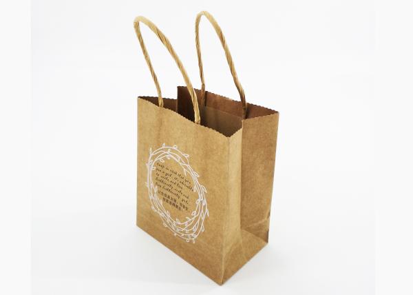 Brown Craft Paper Shopping Bags Printed Matte Lamination Surface For Jewelry Packaging