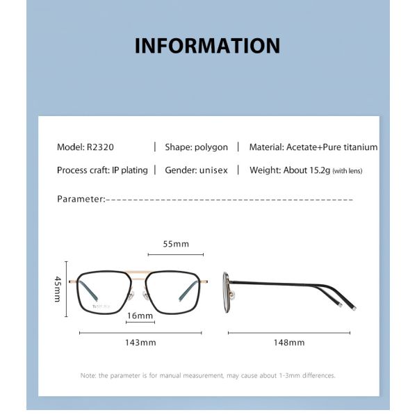 Ясные стекла титана ацетата объектива, Unisex OEM стекел рамки металла