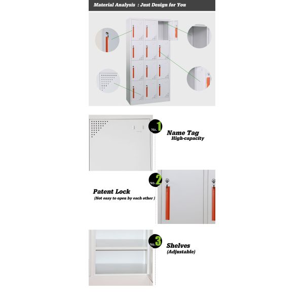 Gabinete de acero multifuncional del armario de 12 puertas