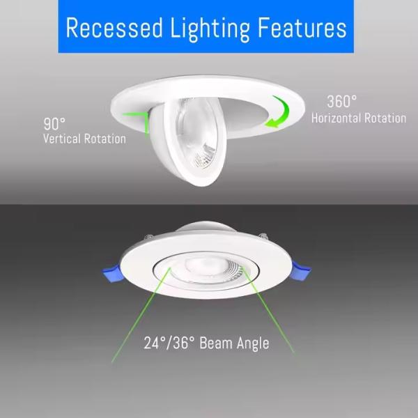 4 Inch Recessed LED Spot Light 5CCT 10W 900LM Rotatable Spotlight With Junction Box