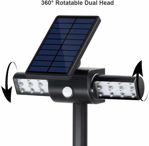 Solar Lights with Dual Head Waterproof Outdoor Landscape Lighting Garden Light