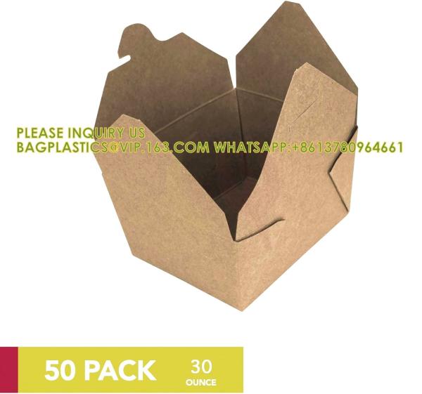 Takeout Boxes Paper, 8 OZ Take Out Food Container, Kraft Small To Go Box, Recyclable Brown Cardboard Food Pails