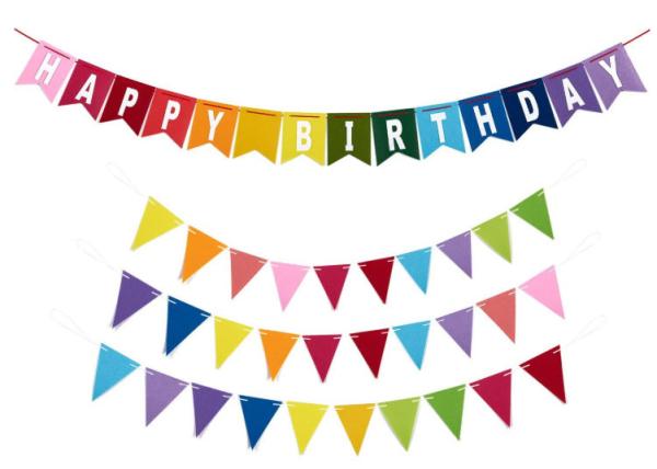 Assembled Rainbow 3mm Felt Holiday Decorations Happy Birthday Banner
