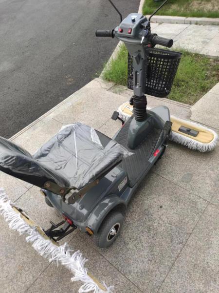 Real 3 Wheels Ride on Floor Sweepers Sweeping Machine Cleaning Mobility Scooter With Pushing Driving Mop Dust Cart