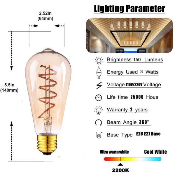 шарик лампы T185 G80 Ascher E26 110v 220v спиральный винтажный ретро декоративный