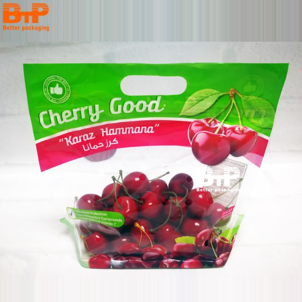 Biodegradable Material BOPP/CPP Orange Fresh Fruit Protection Packaging Zipper Bag With Hand Pick Hole