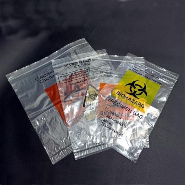 Medical Grade 3/4walls Customized Plastic Medical Pathology Specimen Collection Transport Zip Biohazard Bag