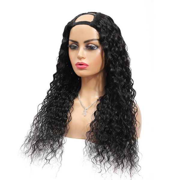 Raw Indian Water Wave Curly U Part Wig with OEM ODM Service and 100% Top Human Hair