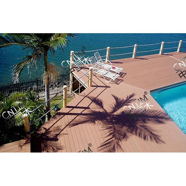 Solid Hollow WPC Decking Flooring Recyclable For Pool And Seaside