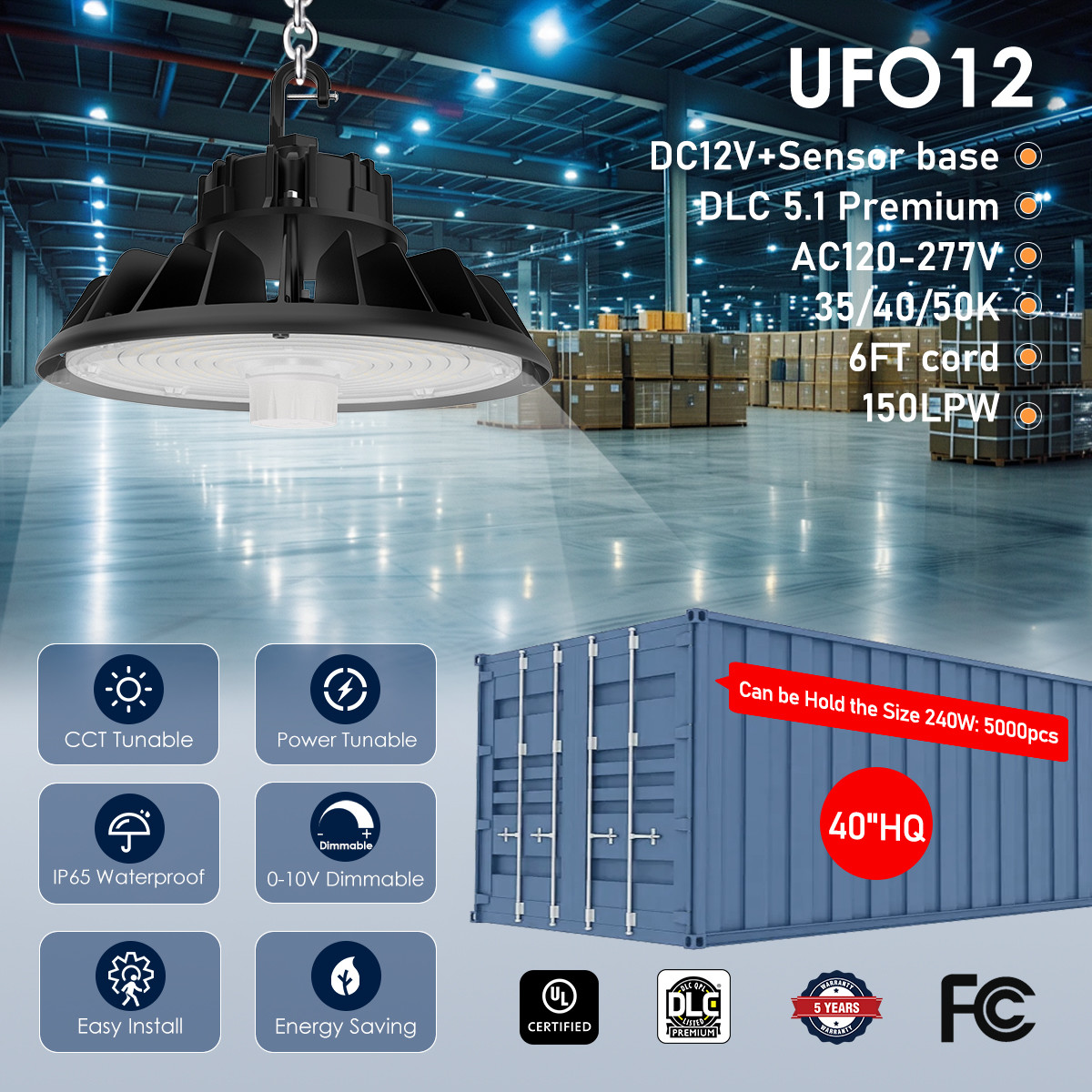 200w UFO LED High Bay IP65 LED UFO Highbay Light Для хранилища спортивного гаража
