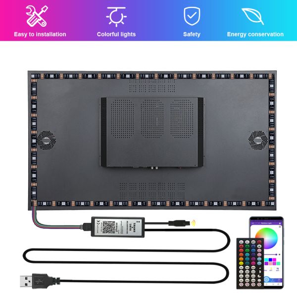 Спальня погружение самоклеящиеся светодиодные полосы липкая спина RGB цвета