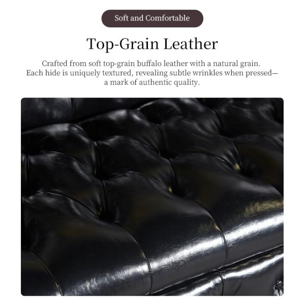 Nidea #863 Hot Sale American Industrial Style Art Hotel Cafe Genuine Leather Chesterfield Sofa Set 1 2 3 Seater Combination Living Room